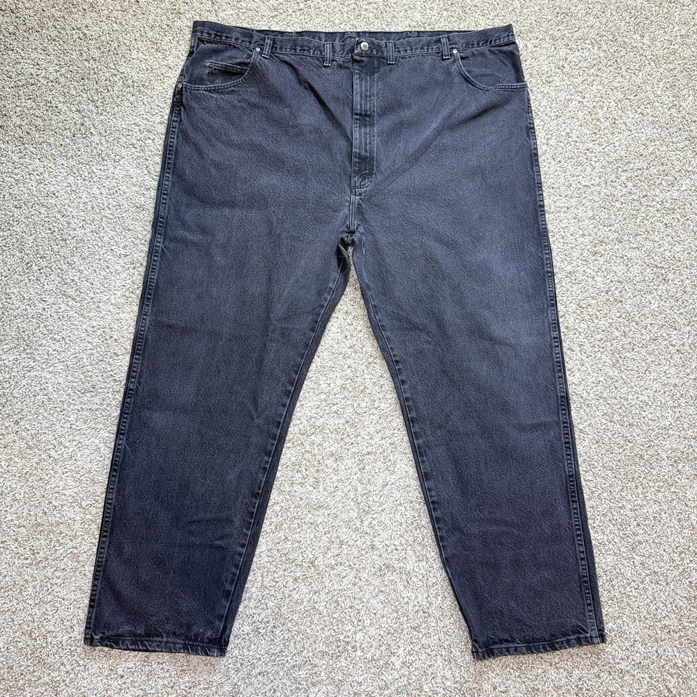 Wrangler Authentics Mens 50x31 Black Jeans Relaxed Straight Leg Cotton Big Tall
